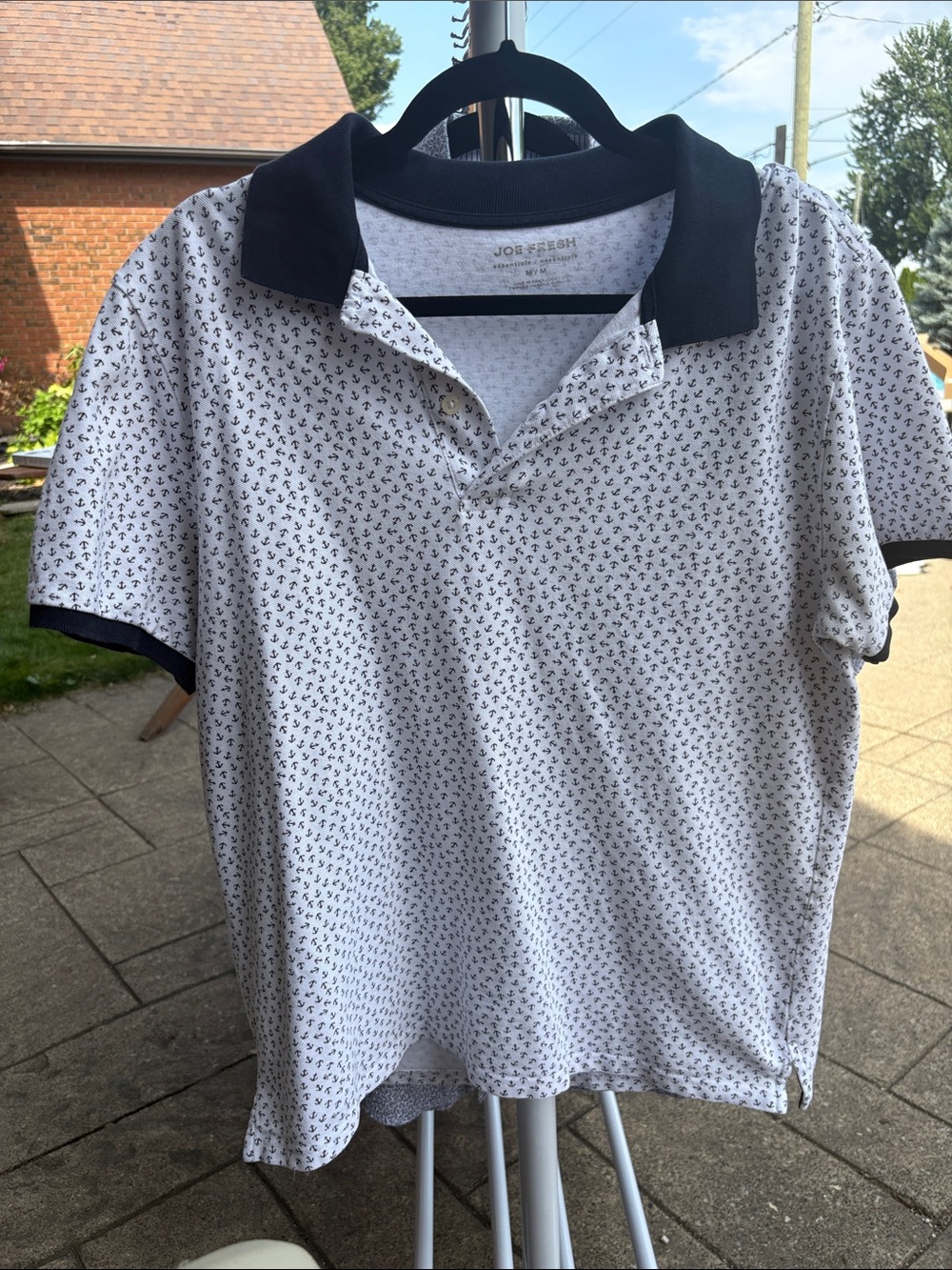 Joe Fresh White Polo with Navy Collar and Sleeve Trim